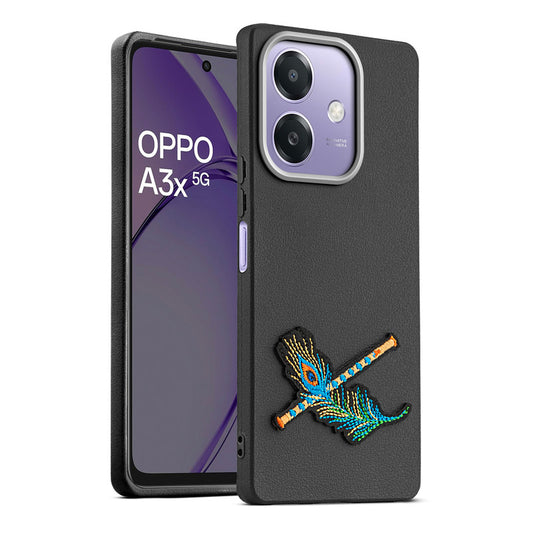 Sleek Textured Silicone Case for Oppo A3x 5G Featuring Divine Embroidery on the Back