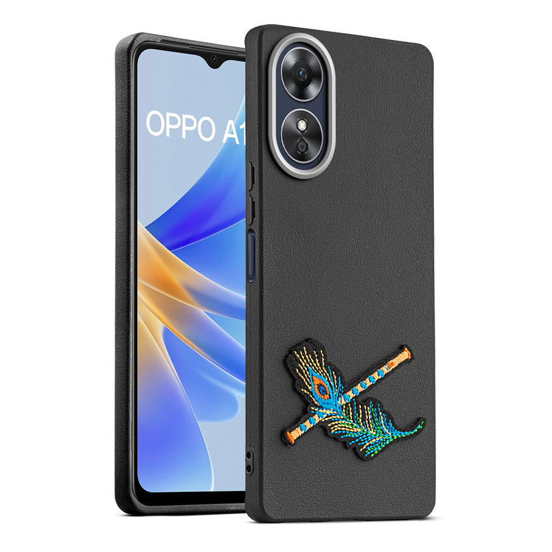 Sleek Textured Silicone Case for Oppo A17 Featuring Divine Embroidery on the Back