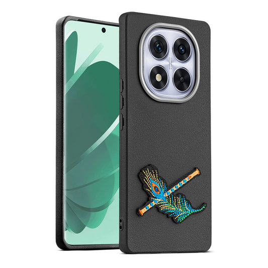 Sleek Textured Silicone Case for Redmi Note 14 Pro 5G Featuring Divine Embroidery on the Back