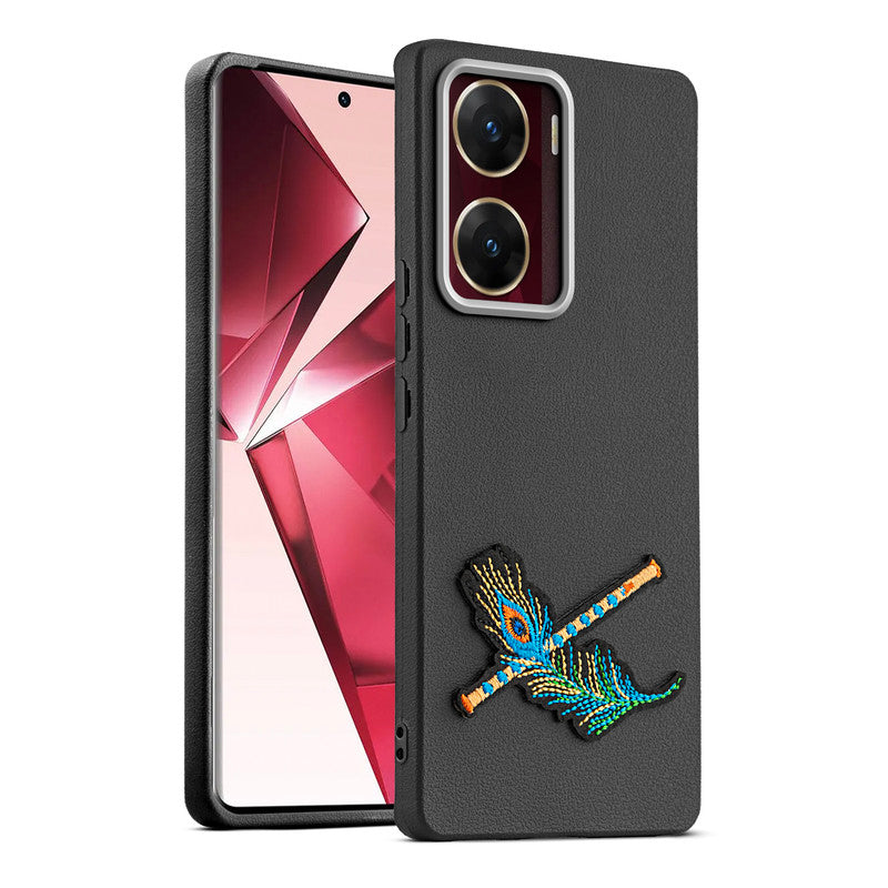 Sleek Textured Silicone Case for Vivo V29e 5G Featuring Divine Embroidery on the Back