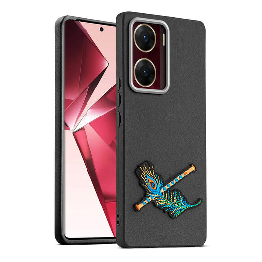 Sleek Textured Silicone Case for Vivo V29e 5G Featuring Divine Embroidery on the Back