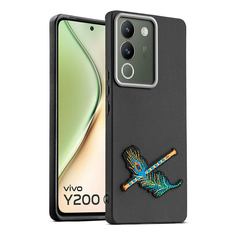 Sleek Textured Silicone Case for Vivo Y200 5G Featuring Divine Embroidery on the Back