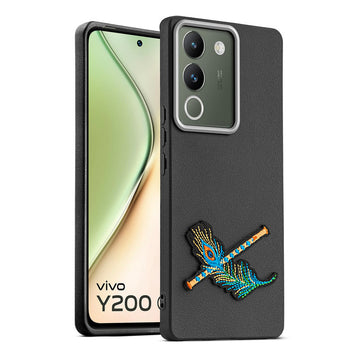 Sleek Textured Silicone Case for Vivo Y200 5G Featuring Divine Embroidery on the Back