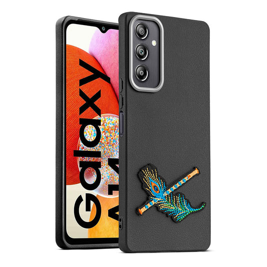 Sleek Textured Silicone Case for Samsung A14 4G Featuring Divine Embroidery on the Back