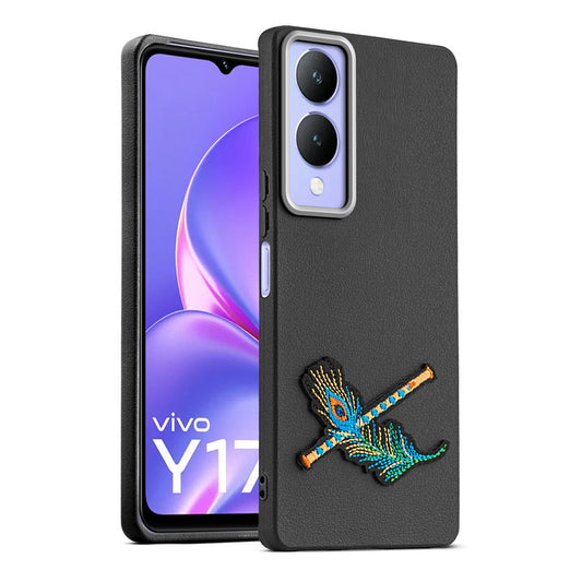 Sleek Textured Silicone Case for Vivo Y17s Featuring Divine Embroidery on the Back