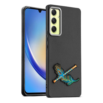 Sleek Textured Silicone Case for Samsung A34 5G Featuring Divine Embroidery on the Back
