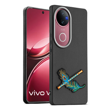 Sleek Textured Silicone Case for Vivo V50 5G Featuring Divine Embroidery on the Back