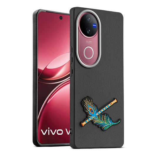 Sleek Textured Silicone Case for Vivo V50 5G Featuring Divine Embroidery on the Back