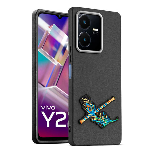 Sleek Textured Silicone Case for Vivo Y22 Featuring Divine Embroidery on the Back