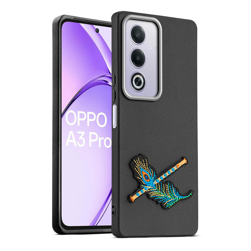 Sleek Textured Silicone Case for Oppo A3 Pro 5G Featuring Divine Embroidery on the Back