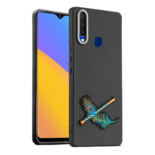 Sleek Textured Silicone Case for Vivo Y12 Featuring Divine Embroidery on the Back