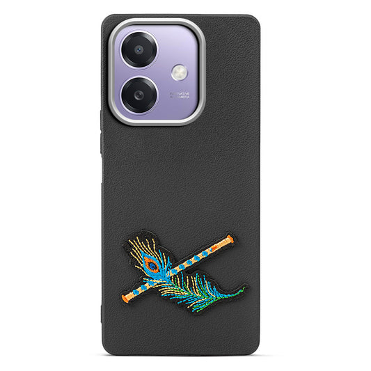 Sleek Textured Silicone Case for Oppo A3x 5G Featuring Divine Embroidery on the Back
