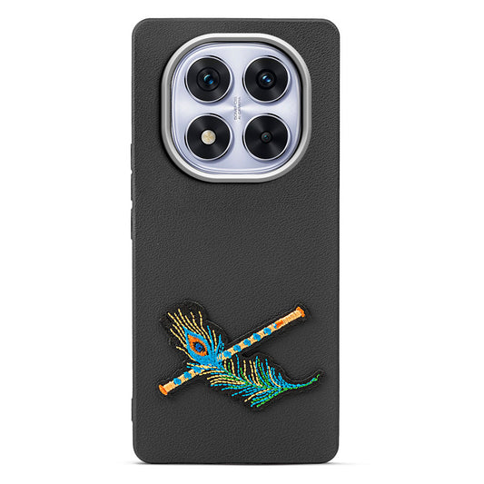 Sleek Textured Silicone Case for Redmi Note 14 Pro 5G Featuring Divine Embroidery on the Back
