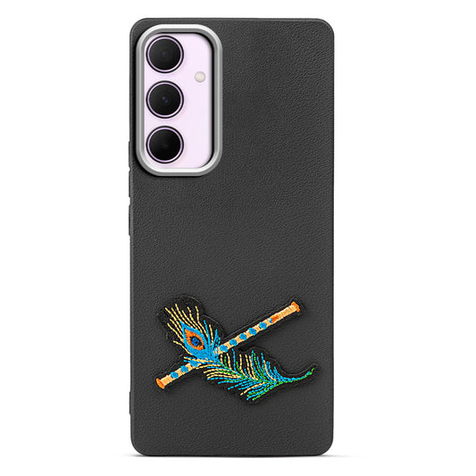 Sleek Textured Silicone Case for Samsung A35 5G Featuring Divine Embroidery on the Back