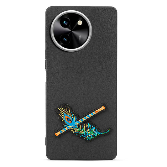 Sleek Textured Silicone Case for Vivo T3x 5G Featuring Divine Embroidery on the Back