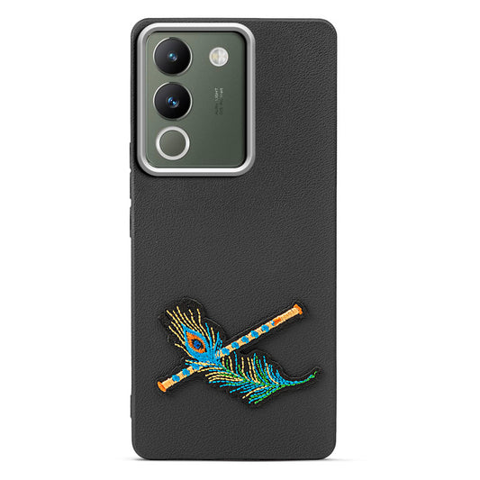 Sleek Textured Silicone Case for Vivo Y200 5G Featuring Divine Embroidery on the Back