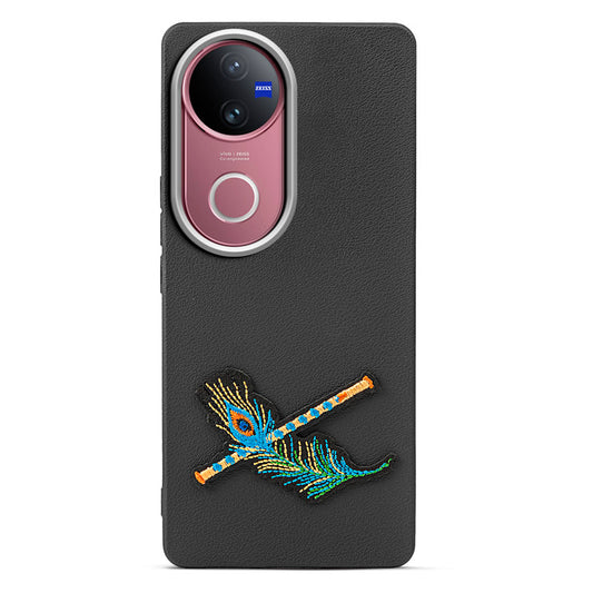 Sleek Textured Silicone Case for Vivo V50 5G Featuring Divine Embroidery on the Back