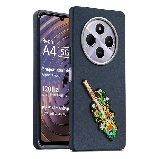 Sleek Textured Silicone Case for Redmi A4 5G Featuring Divine Embroidery on the Back