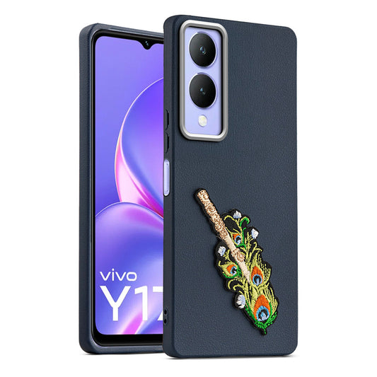 Sleek Textured Silicone Case for Vivo Y17s Featuring Divine Embroidery on the Back
