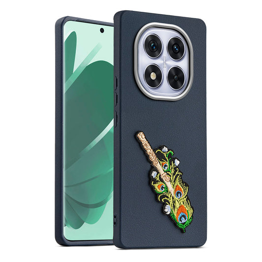 Sleek Textured Silicone Case for Redmi Note 14 Pro 5G Featuring Divine Embroidery on the Back