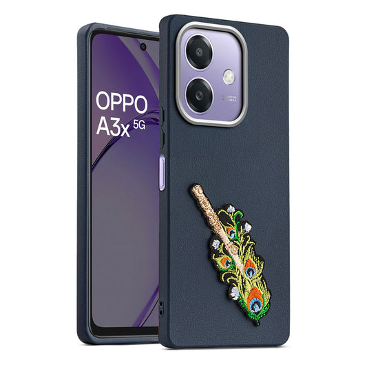 Sleek Textured Silicone Case for Oppo A3x 5G Featuring Divine Embroidery on the Back