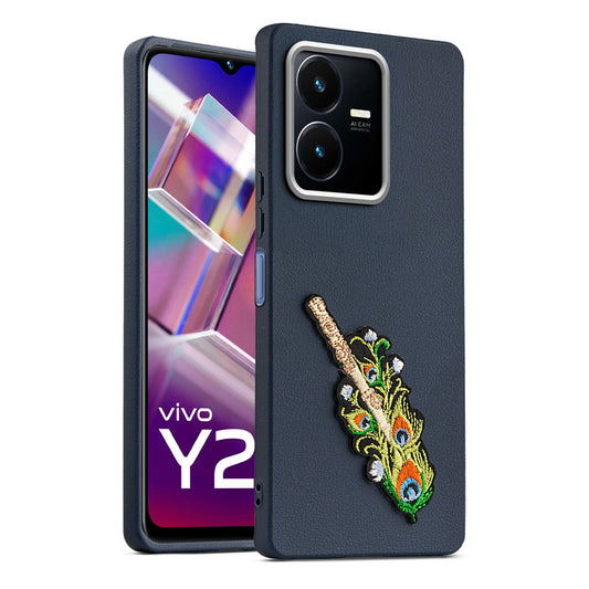 Sleek Textured Silicone Case for Vivo Y22 Featuring Divine Embroidery on the Back