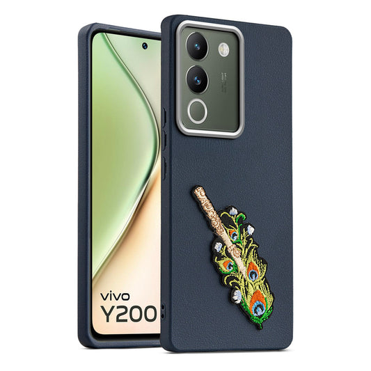Sleek Textured Silicone Case for Vivo Y200 5G Featuring Divine Embroidery on the Back