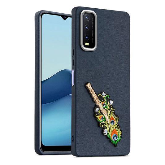 Sleek Textured Silicone Case for Vivo Y20 Featuring Divine Embroidery on the Back
