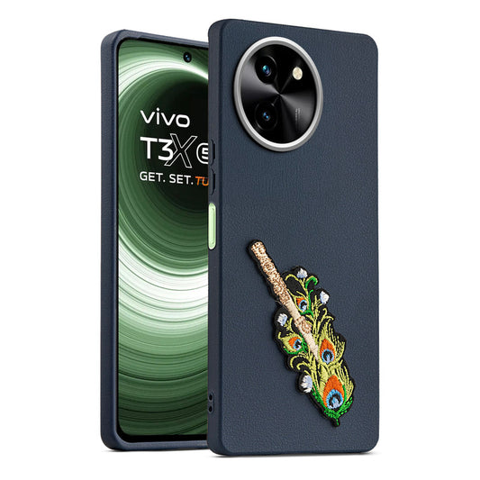Sleek Textured Silicone Case for Vivo T3x 5G Featuring Divine Embroidery on the Back