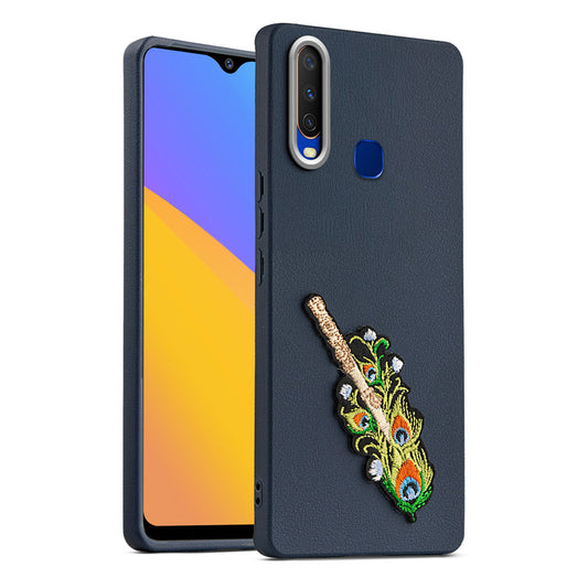 Sleek Textured Silicone Case for Vivo Y12 Featuring Divine Embroidery on the Back