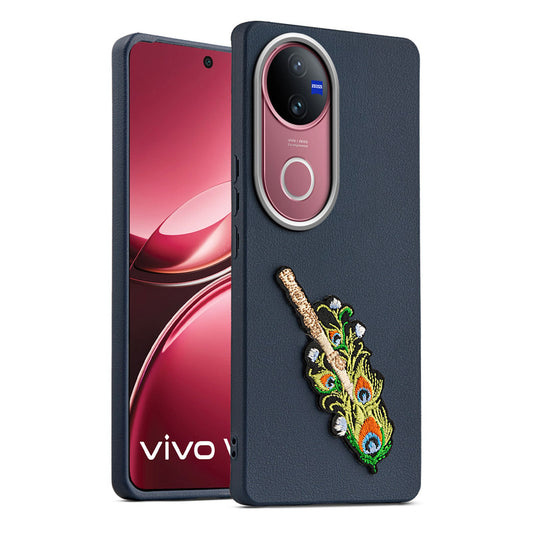 Sleek Textured Silicone Case for Vivo V50 5G Featuring Divine Embroidery on the Back