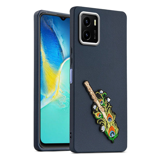 Sleek Textured Silicone Case for Vivo Y15S Featuring Divine Embroidery on the Back