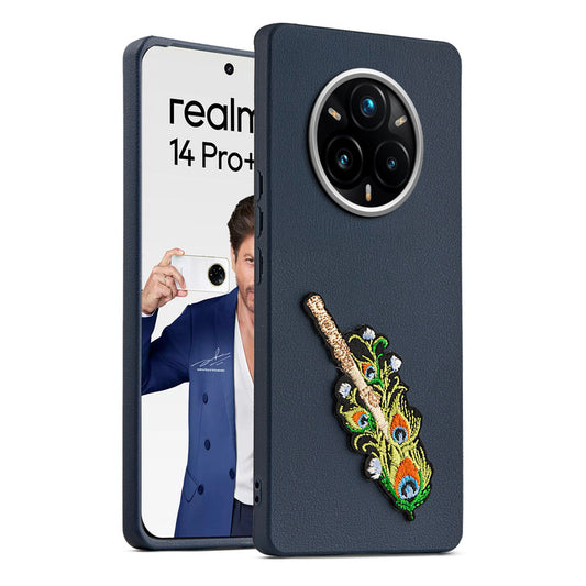 Sleek Textured Silicone Case for Realme 14 Pro Plus 5G Featuring Divine Embroidery on the Back
