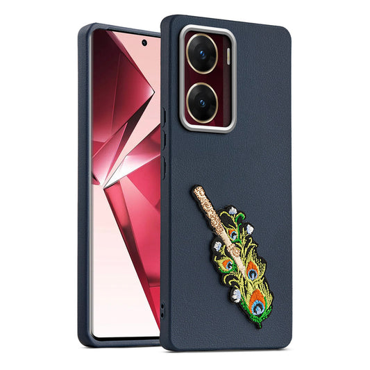 Sleek Textured Silicone Case for Vivo V29e 5G Featuring Divine Embroidery on the Back