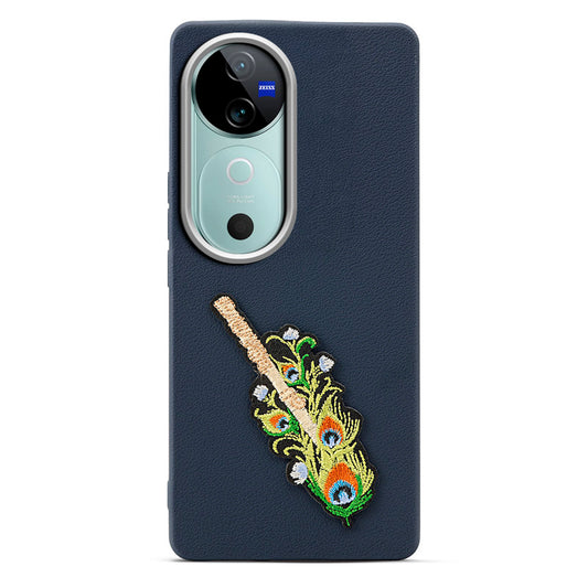 Sleek Textured Silicone Case for Vivo V40 5G Featuring Divine Embroidery on the Back