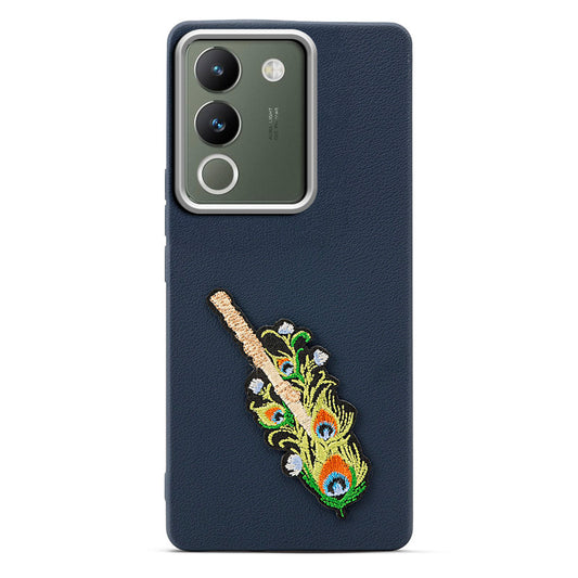 Sleek Textured Silicone Case for Vivo Y200 5G Featuring Divine Embroidery on the Back