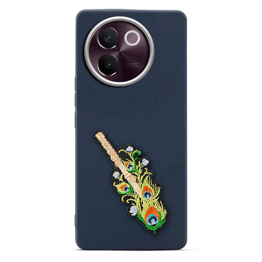 Sleek Textured Silicone Case for Vivo V30e 5G Featuring Divine Embroidery on the Back