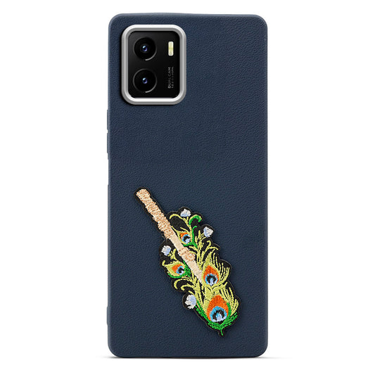 Sleek Textured Silicone Case for Vivo Y15S Featuring Divine Embroidery on the Back