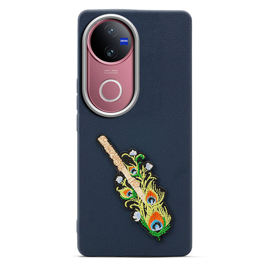 Sleek Textured Silicone Case for Vivo V50 5G Featuring Divine Embroidery on the Back
