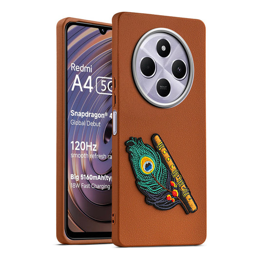 Sleek Textured Silicone Case for Redmi A4 5G Featuring Divine Embroidery on the Back