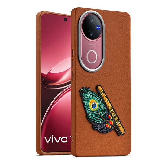 Sleek Textured Silicone Case for Vivo V50 5G Featuring Divine Embroidery on the Back