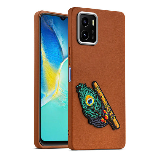 Sleek Textured Silicone Case for Vivo Y15S Featuring Divine Embroidery on the Back