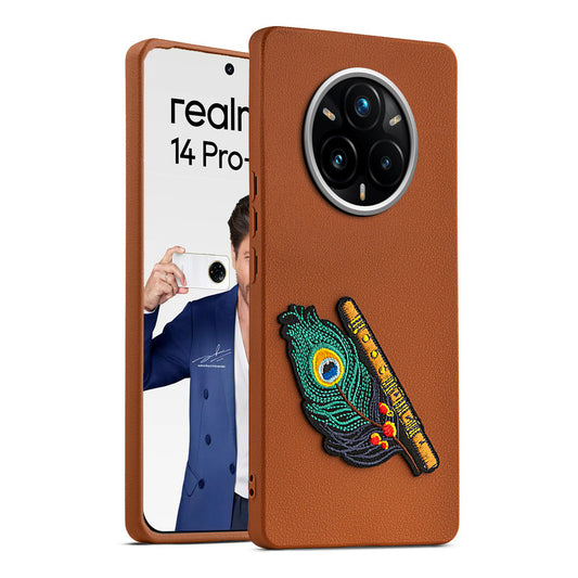 Sleek Textured Silicone Case for Realme 14 Pro Plus 5G Featuring Divine Embroidery on the Back