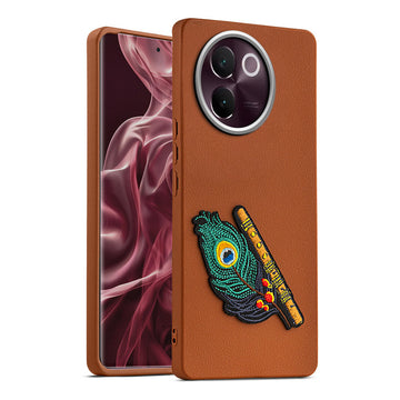 Sleek Textured Silicone Case for Vivo V30e 5G Featuring Divine Embroidery on the Back