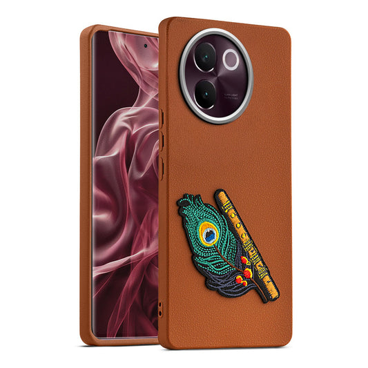 Sleek Textured Silicone Case for Vivo V30e 5G Featuring Divine Embroidery on the Back