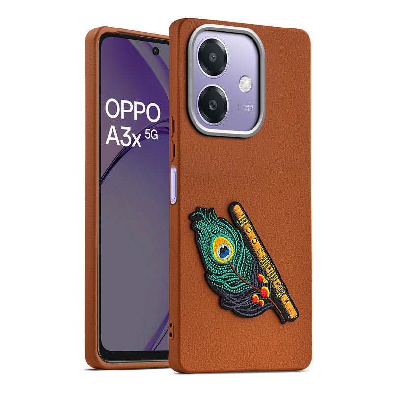 Sleek Textured Silicone Case for Oppo A3x 5G Featuring Divine Embroidery on the Back