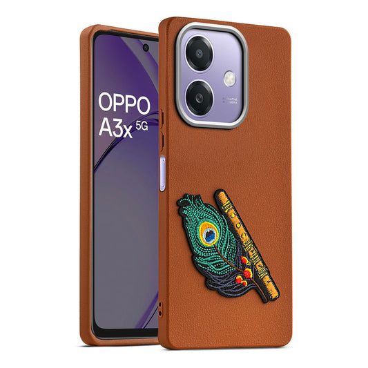 Sleek Textured Silicone Case for Oppo A3x 5G Featuring Divine Embroidery on the Back
