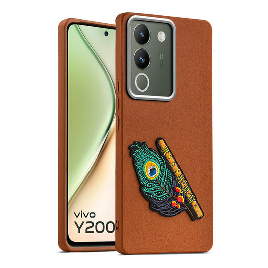 Sleek Textured Silicone Case for Vivo Y200 5G Featuring Divine Embroidery on the Back