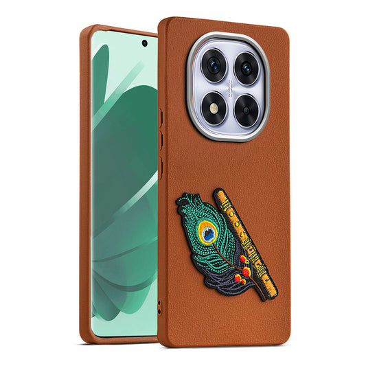 Sleek Textured Silicone Case for Redmi Note 14 Pro 5G Featuring Divine Embroidery on the Back