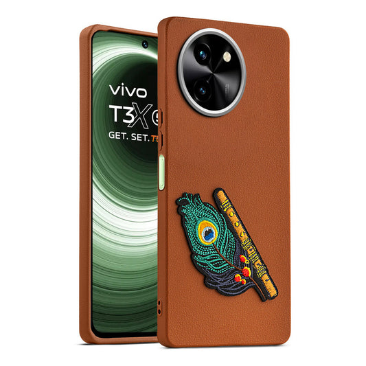 Sleek Textured Silicone Case for Vivo T3x 5G Featuring Divine Embroidery on the Back